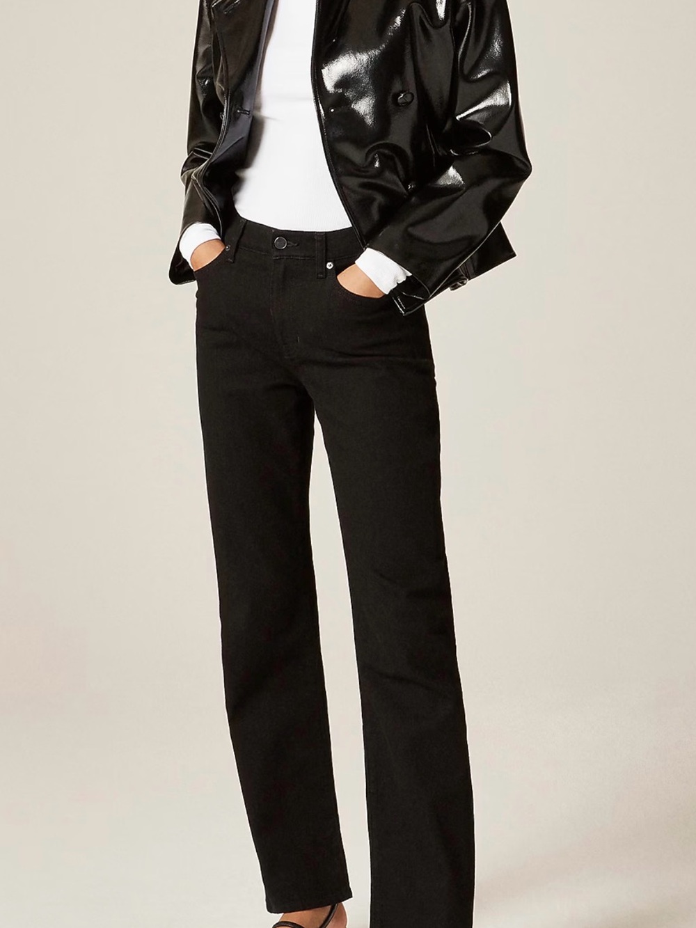 J.Crew Nipped Straight Jean Black High Rise Semi  Straight Sz. 27 CN393 $158 NEW
